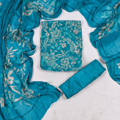 Crepe Sky Blue Unstitched Suit