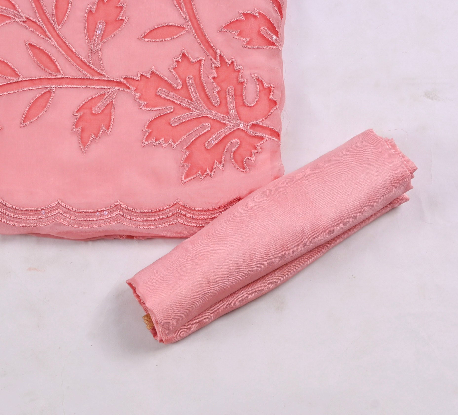 Organza Pink Unstitched Suit