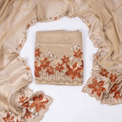 Tissue Shimmer Orange Unstitched Suit