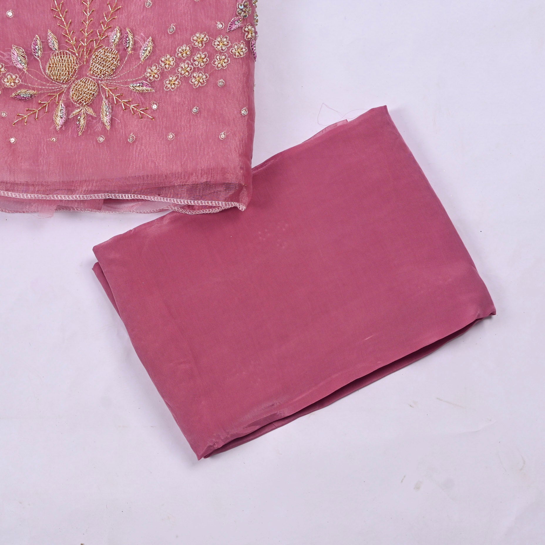 Crush Onion Pink Unstitched Suit