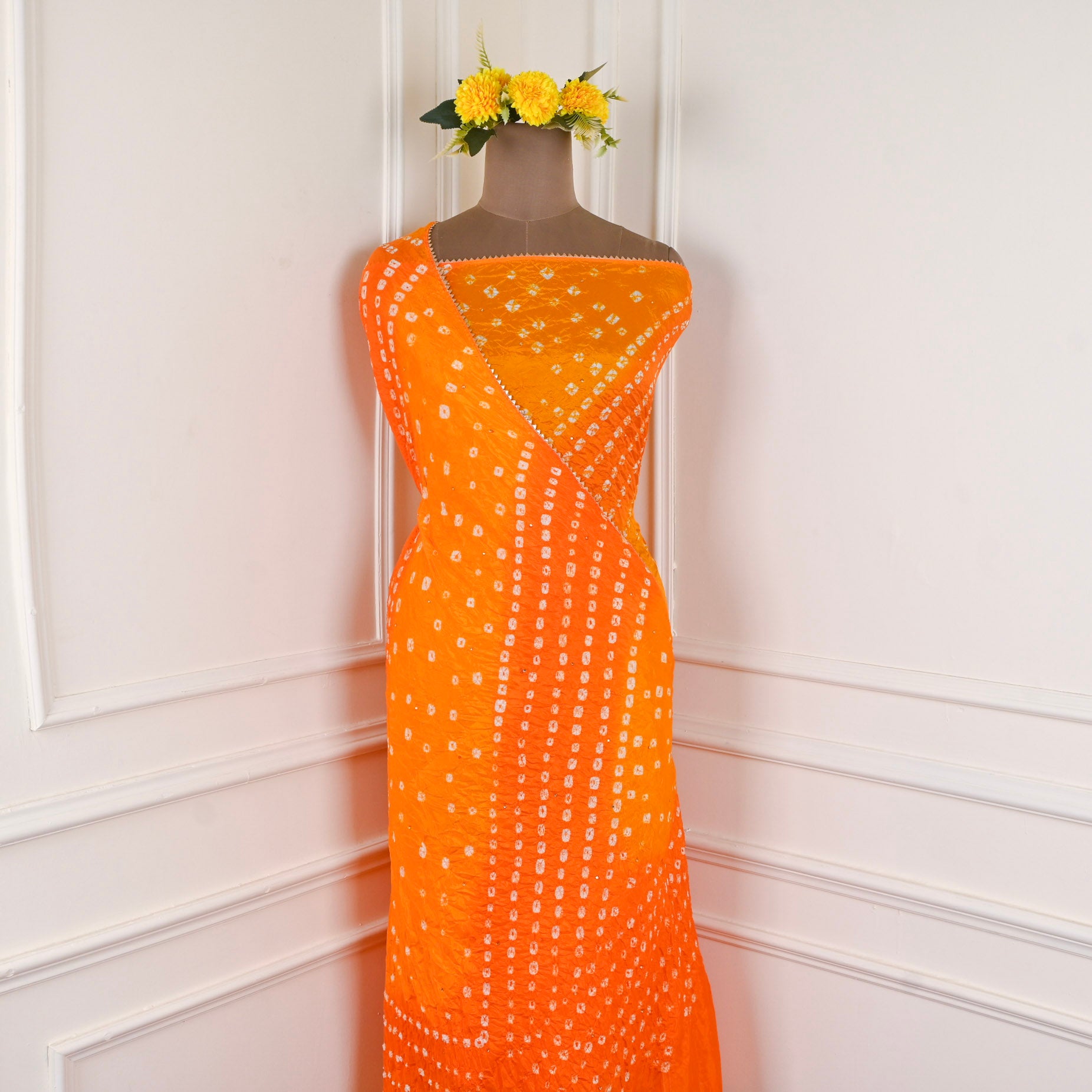 Muslin Orange Unstitched Suit