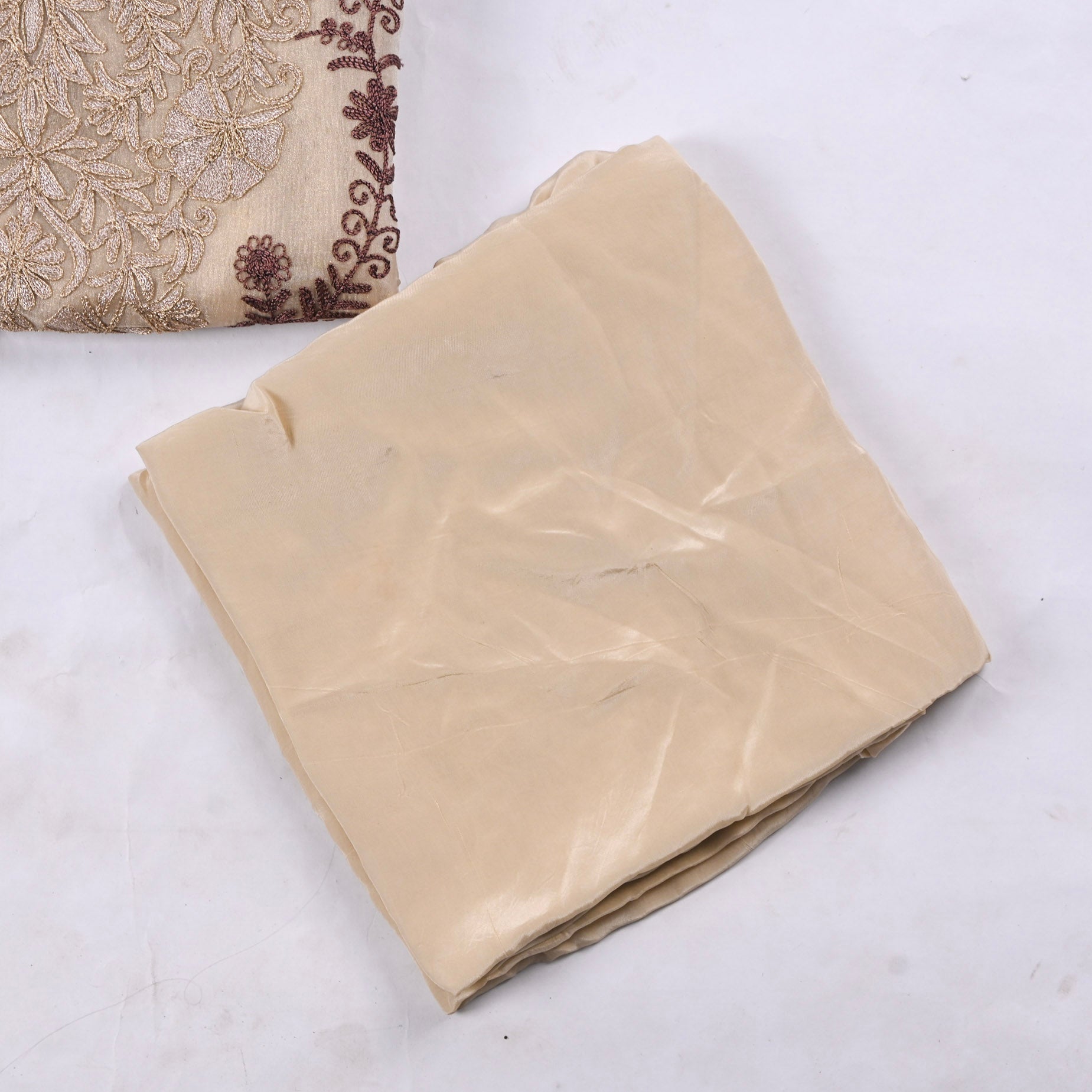 Crush Shimmer Beige Unstitched Suit