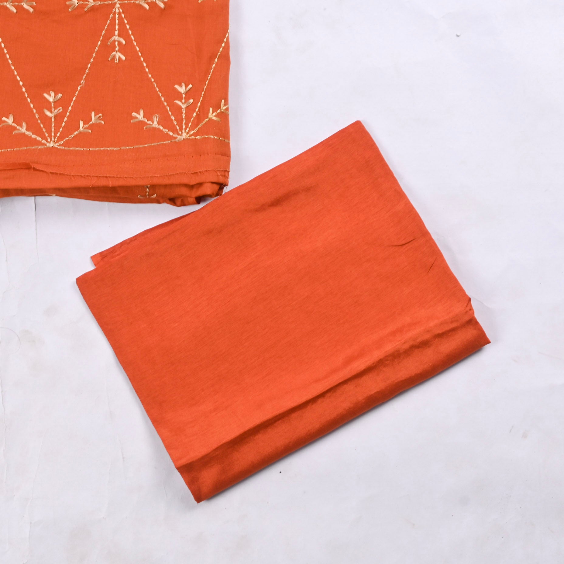 Mul Mul Orange Phulkari Suit