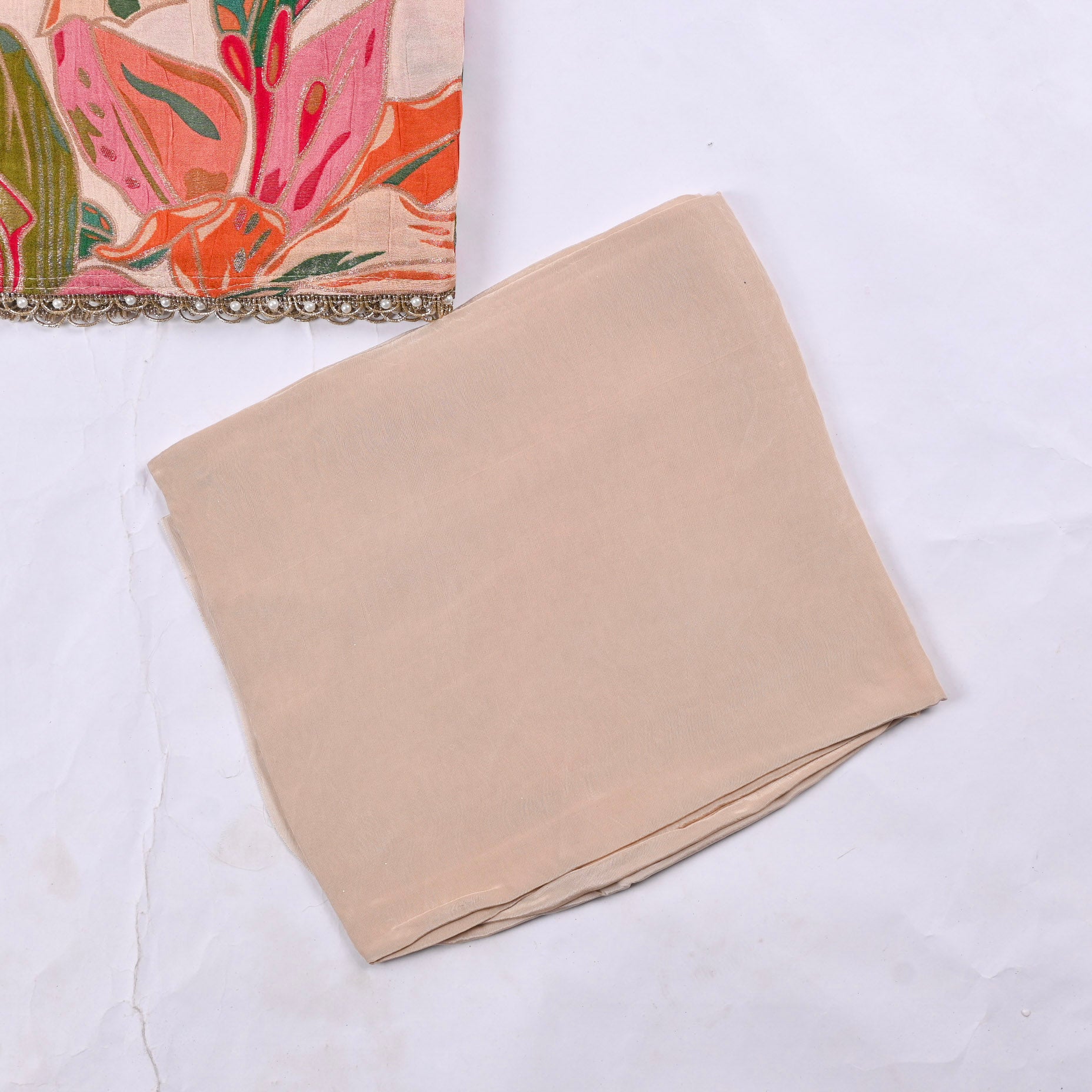 Banarasi Silk Beige Unstitched Suit