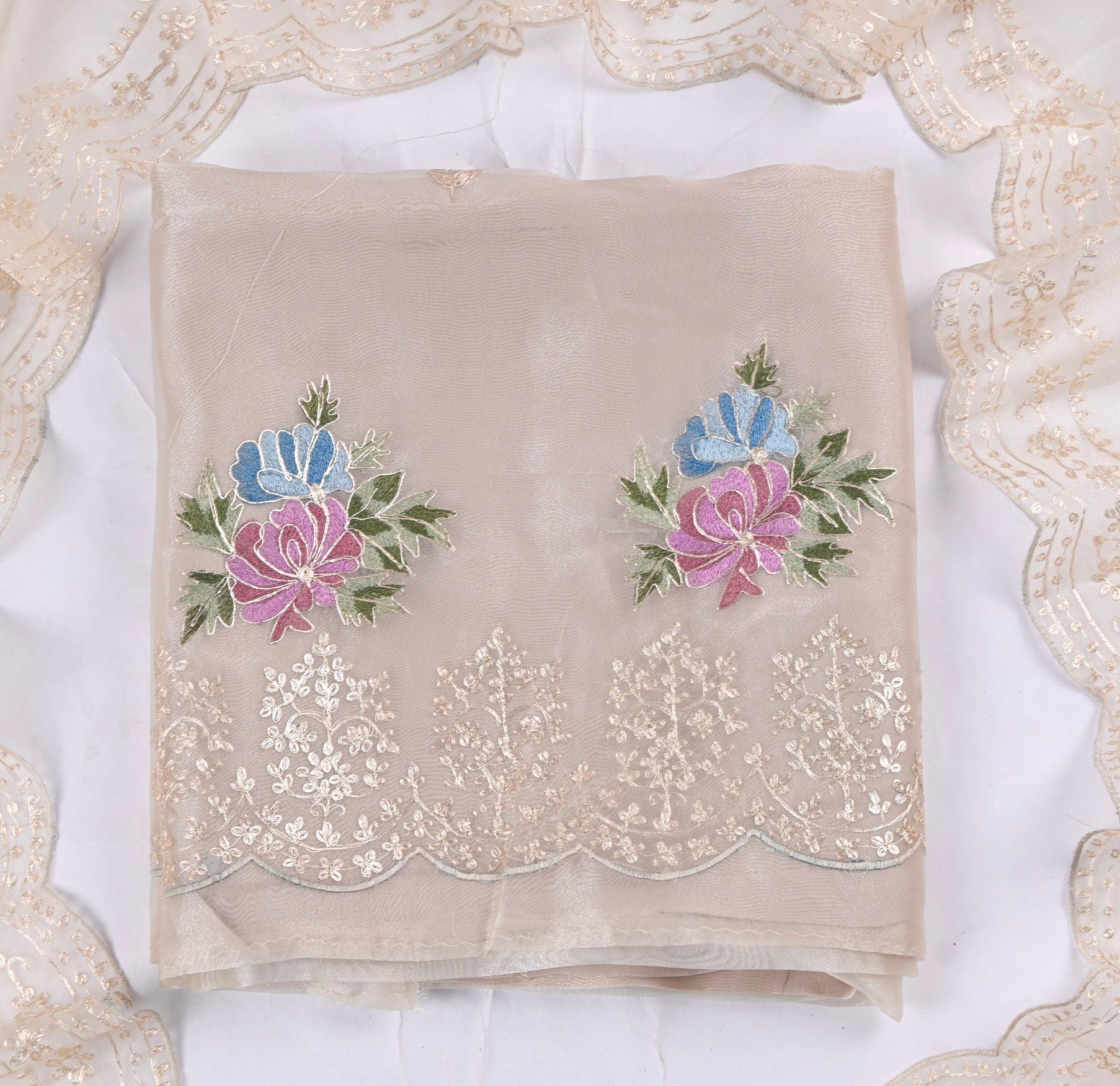 Glass Shimmer Off-White Unstitched Suit