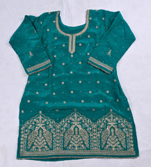 Crepe Teal Blue Lehenga Suit