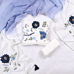 Mul Cotton White Unstitched Suit