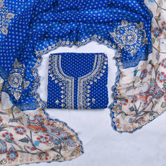 Organza Blue Unstitched Suit