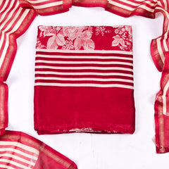 Maheshwari Cotton Red Unstitched Suit
