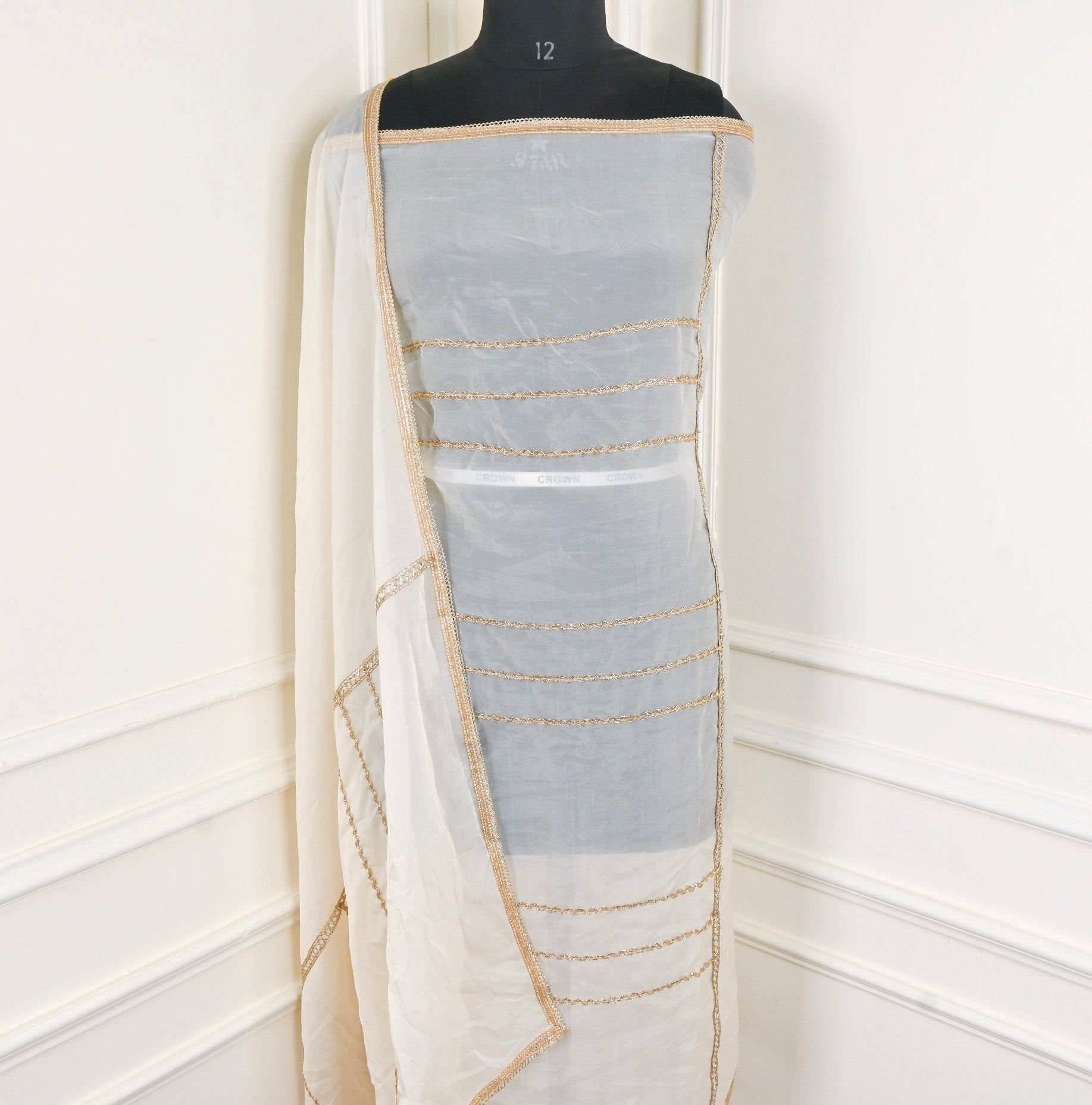 Organza White Unstitched Suit