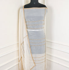 Organza White Unstitched Suit