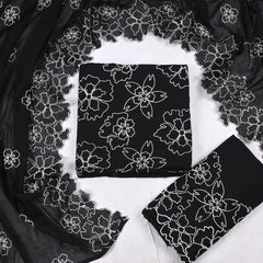 Cotton black Unstitched Suit