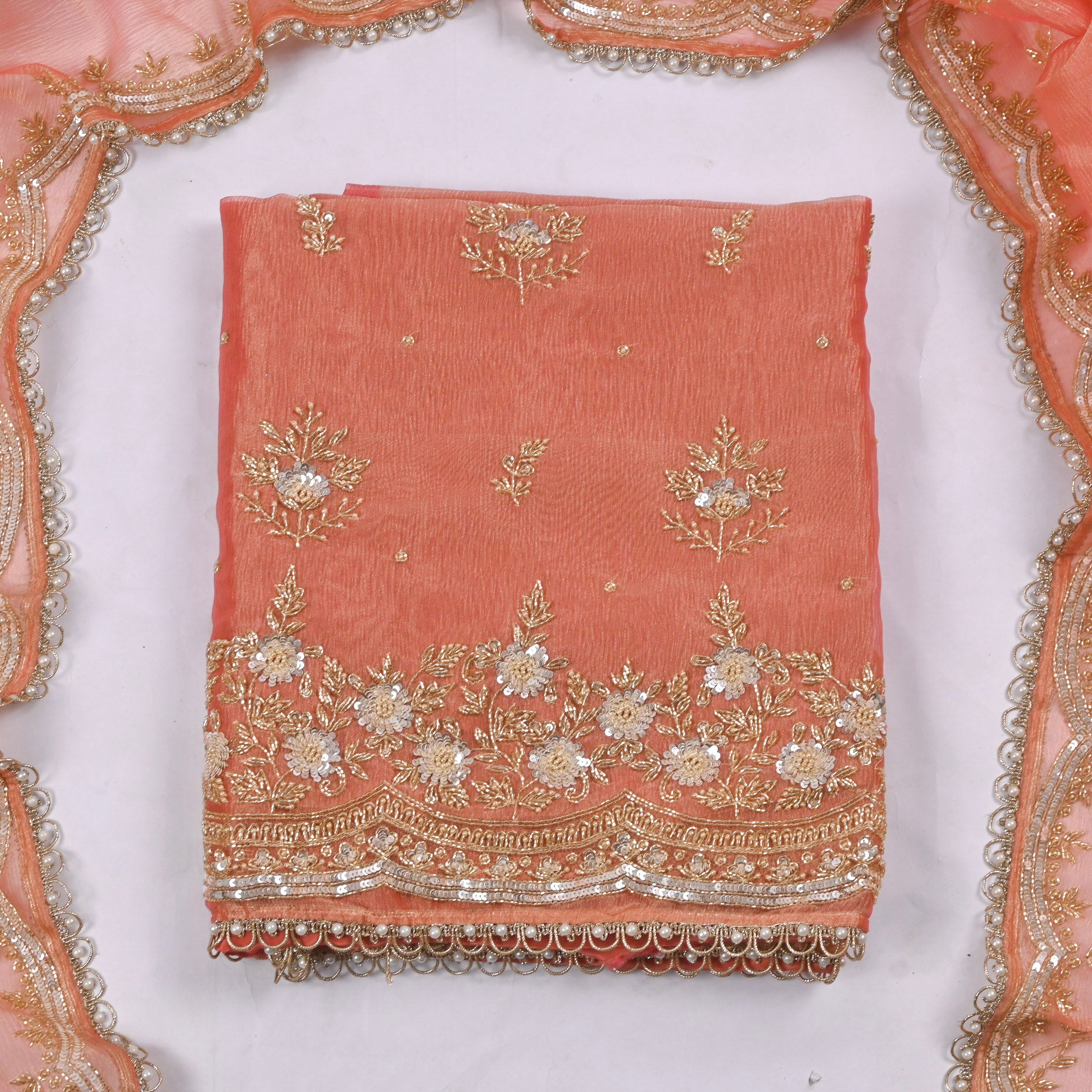 Crush Peach Unstitched Suit