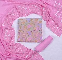 Banarasi Pink Unstitched Suit