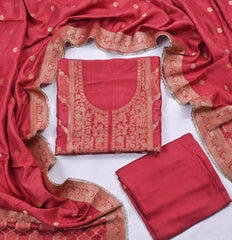 Banarasi Red Unstitched Suit