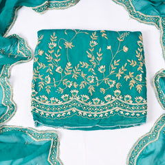 Organza Ferozi Unstitched Suit