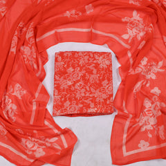 Georgette Red Unstitched Suit