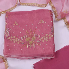 Crush Onion Pink Unstitched Suit