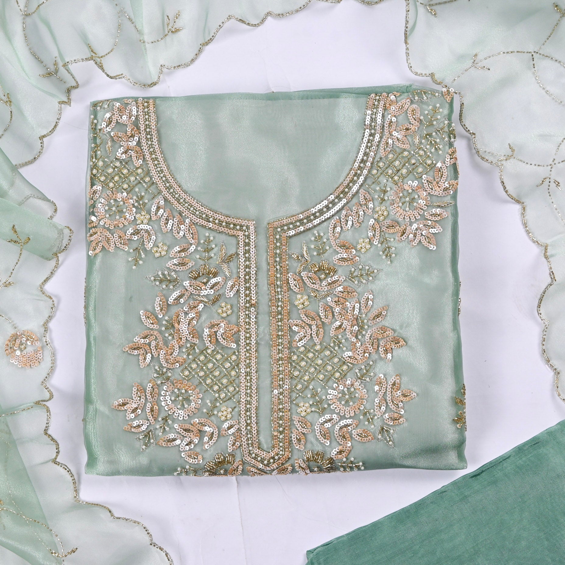 Glass Green Unstitched Suit