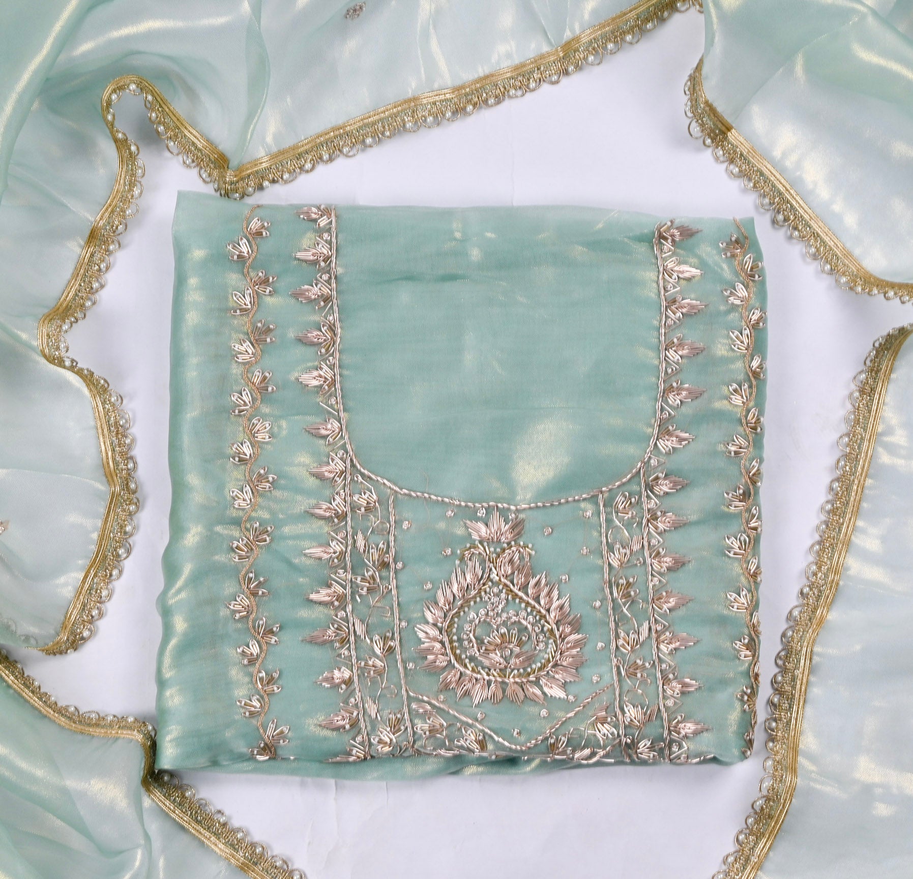 Sasha Silk Pastel Blue Unstitched Suit