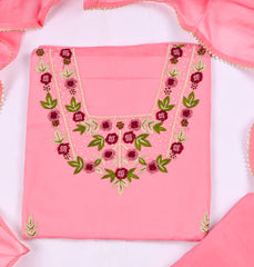 Organza Pink Unstitched Suit