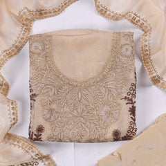 Crush Shimmer Beige Unstitched Suit