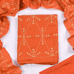 Mul Mul Orange Phulkari Suit