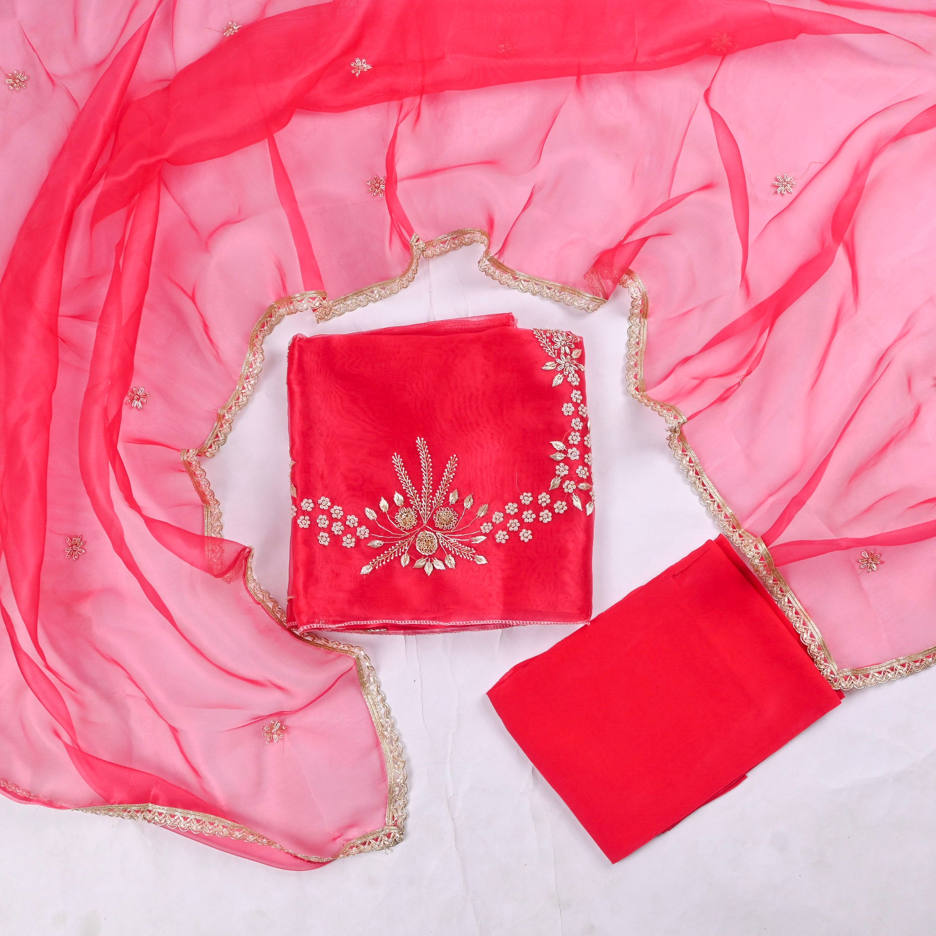 Pink Glass Shimmer Unstitched Suit