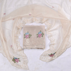 Glass Shimmer Off-White Unstitched Suit