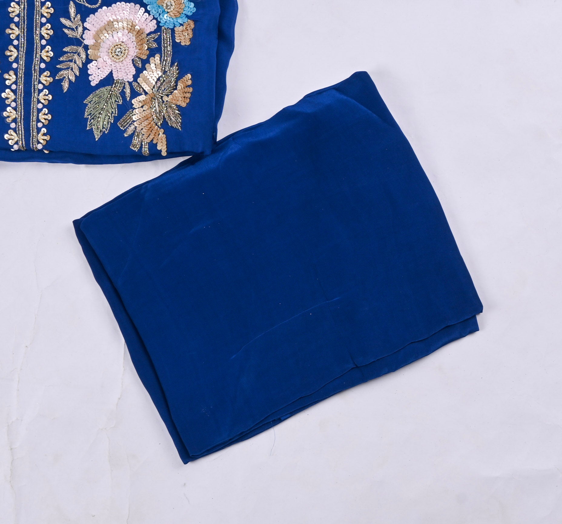 Organza Blue Unstitched Suit