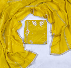 Crepe Yellow Unstitched Suit