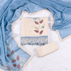 Organza Off White Unstitched Suit