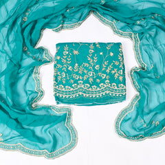 Organza Ferozi Unstitched Suit