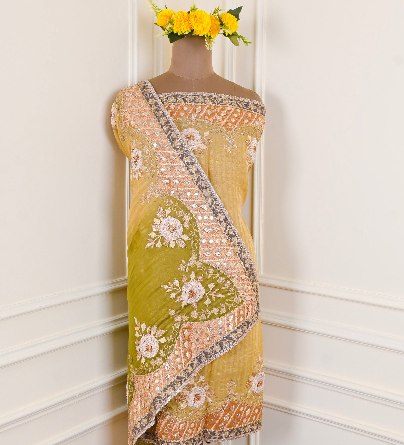 Shimmer Golden Unstitched Suit
