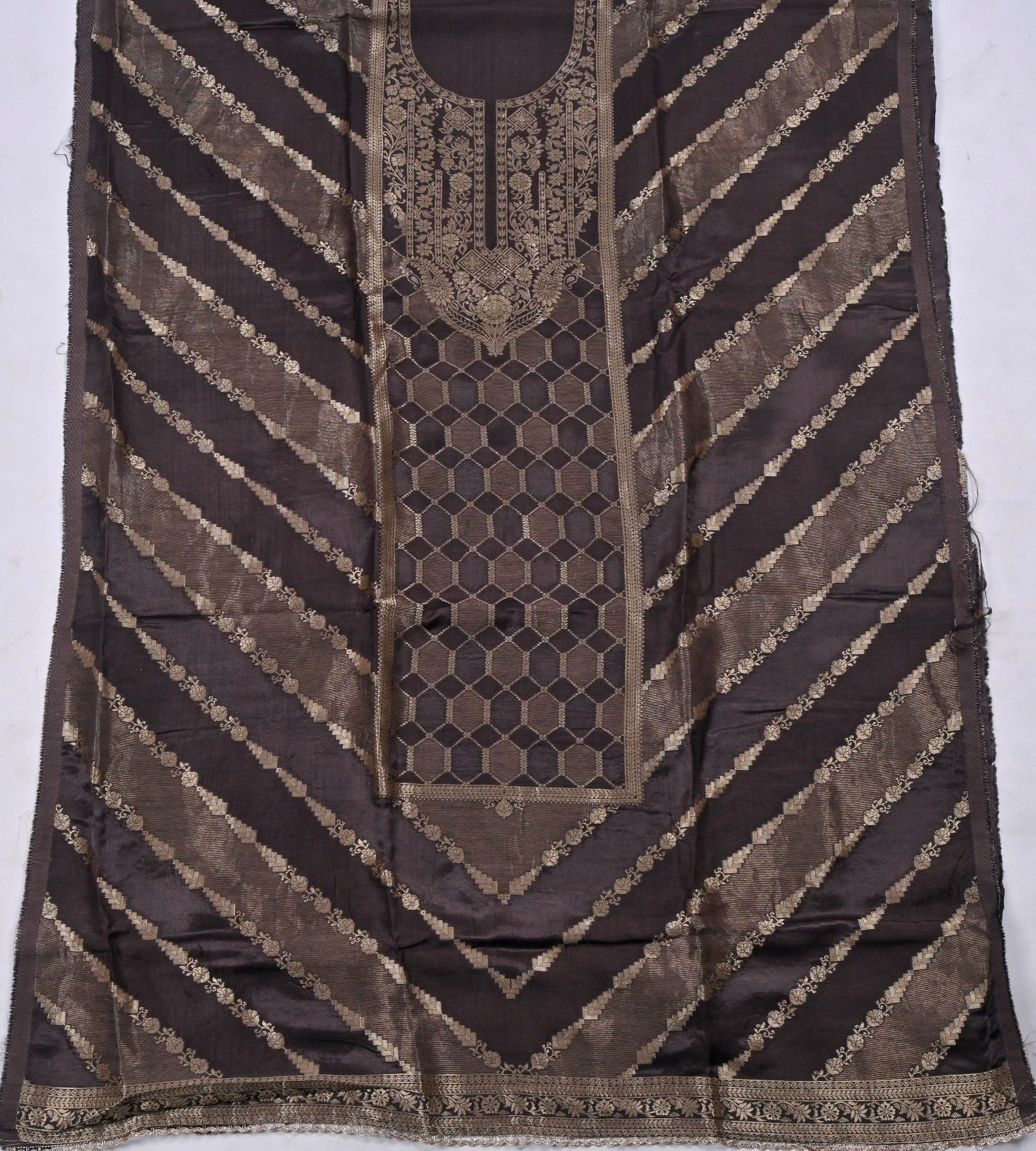 Banarasi Black Unstitched Suit