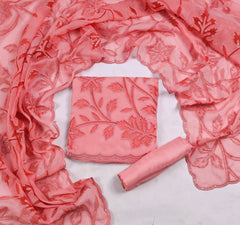Organza Pink Unstitched Suit