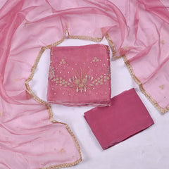 Crush Onion Pink Unstitched Suit