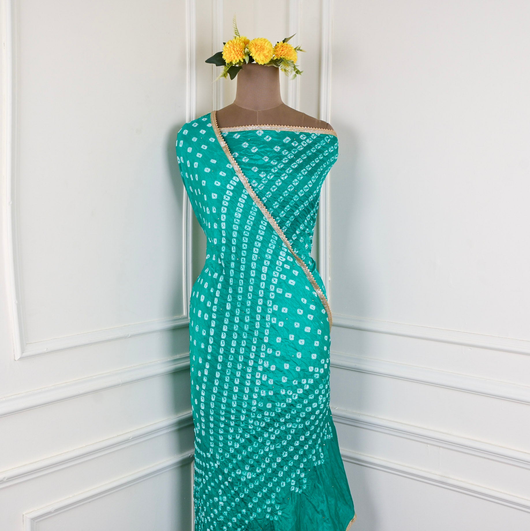 Muslin Teal Blue Unstitched Suit