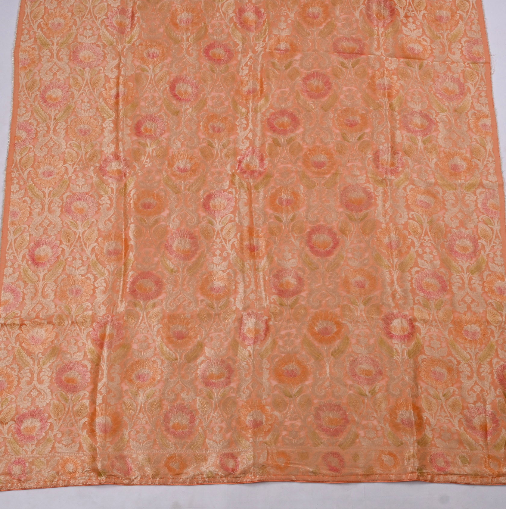 Banarasi Orange Unstitched Suit