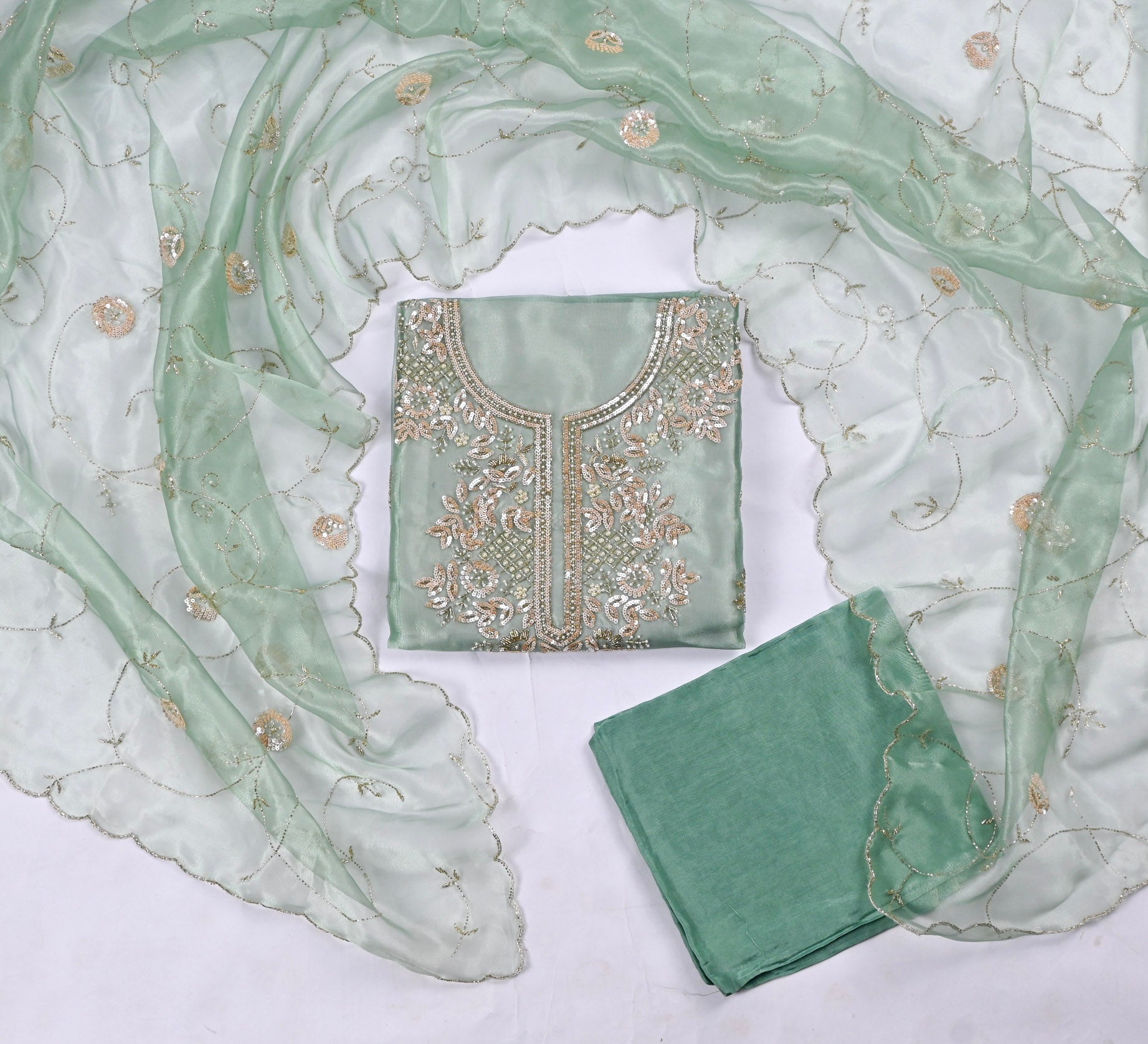 Glass Green Unstitched Suit