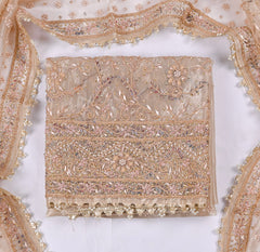 Glass Shimmer Beige Unstitched Suit