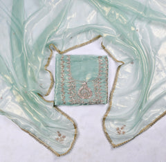 Sasha Silk Pastel Blue Unstitched Suit