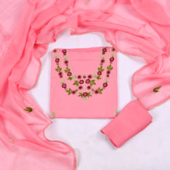 Organza Pink Unstitched Suit