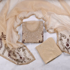 Crush Shimmer Beige Unstitched Suit