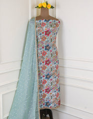 Crepe Pista Green Unstitched Suit