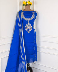 Organza Blue Unstitched Suit