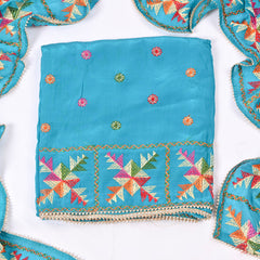 Crepe Sky Blue Unstitched Suit