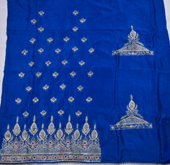 Raw Silk Blue Unstitched Suit
