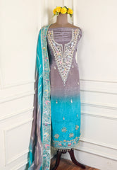Silk Organza Double Shade Unstitched Suit