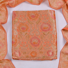 Banarasi Orange Unstitched Suit